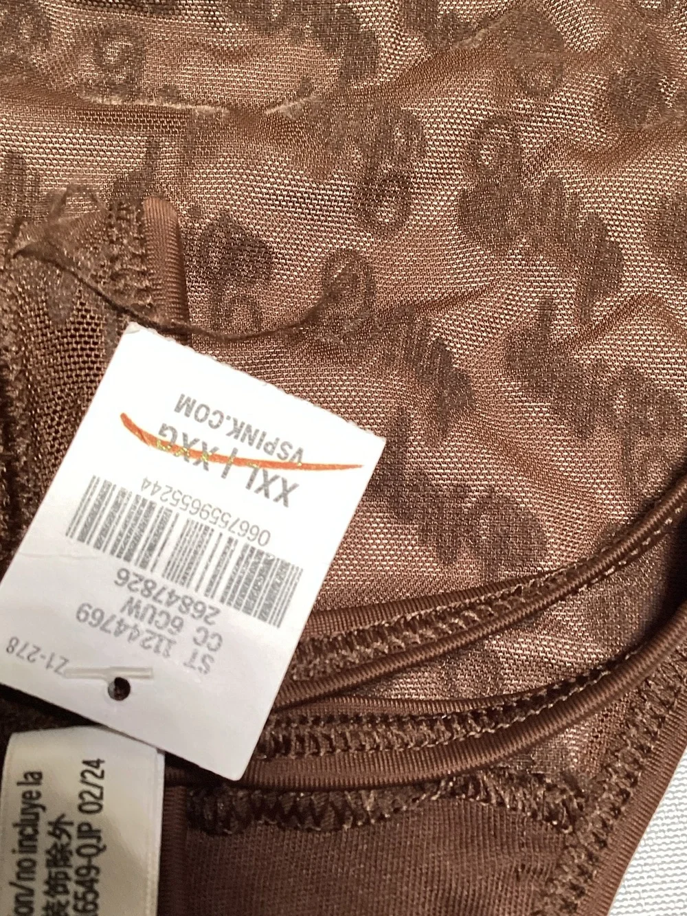 PINK Victoria's Secret Brown Sheer Logo Thong